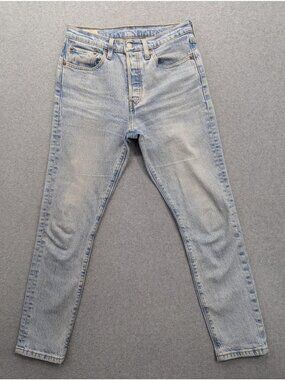 Levis Premium 501 Skinny Jeans Womens W27 L28 Light Wash High Rise Stretch